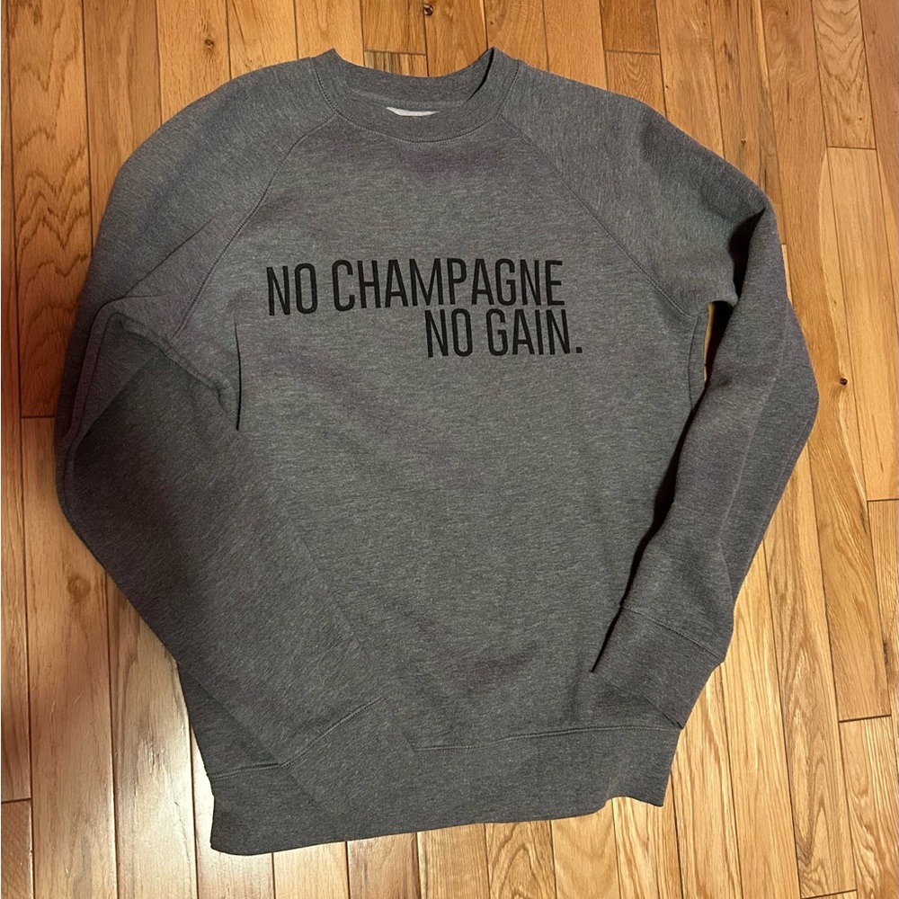 Brunette The Label Gray Crewneck Sweater No Champagne No Gain